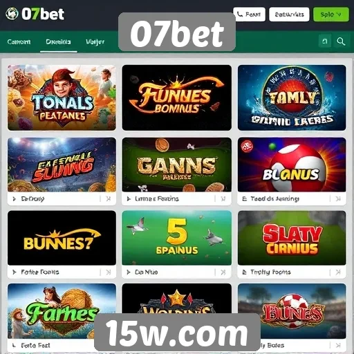 Principais jogos disponíveis na plataforma 07bet
